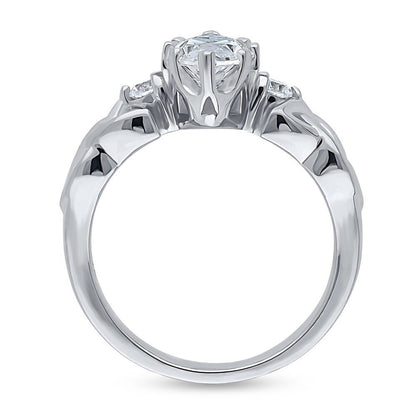 Celtic Knot 3-Stone 1.6ct CZ Ring in Sterling Silver