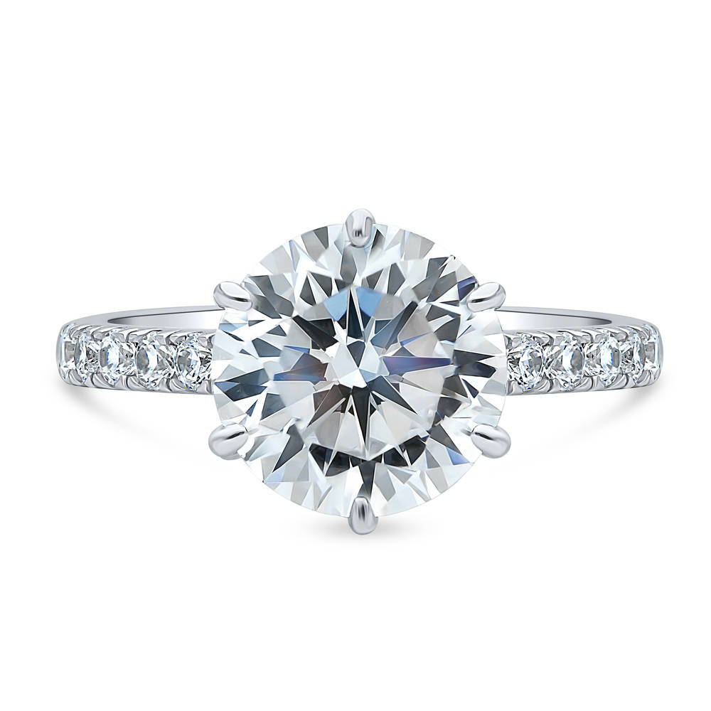 Solitaire 3.8ct Round CZ Statement Ring in Sterling Silver