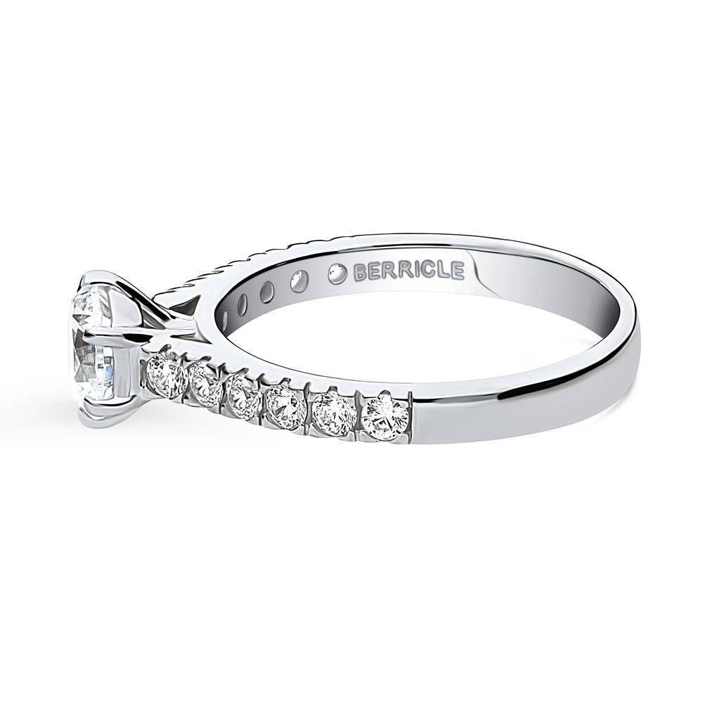 Angle view of Solitaire 0.8ct CZ Ring in Sterling Silver, 5 of 9