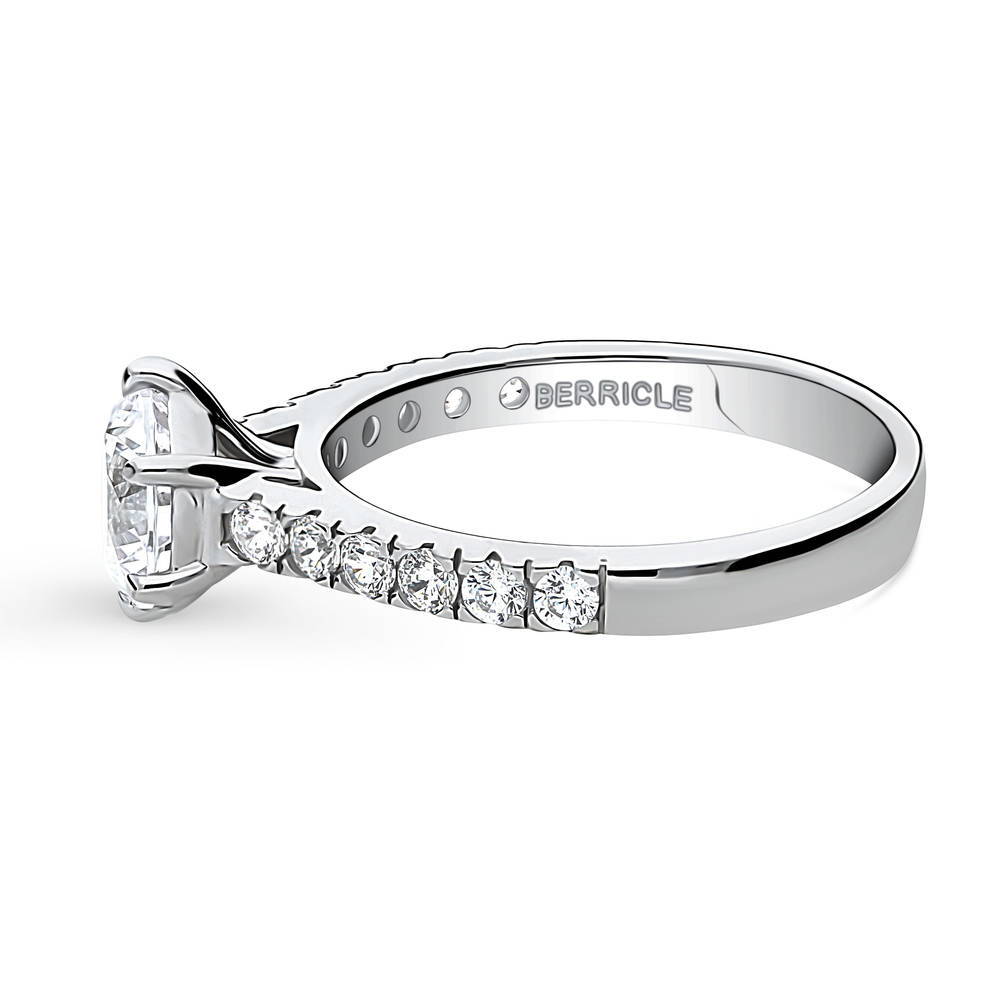Angle view of Solitaire 1.25ct CZ Ring in Sterling Silver, 5 of 13