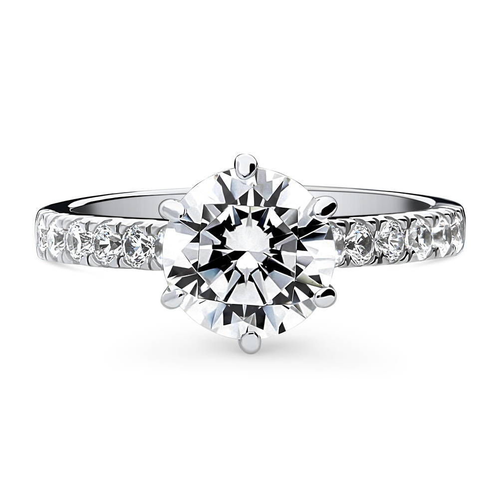 Solitaire 2ct Round CZ Ring in Sterling Silver, 1 of 10