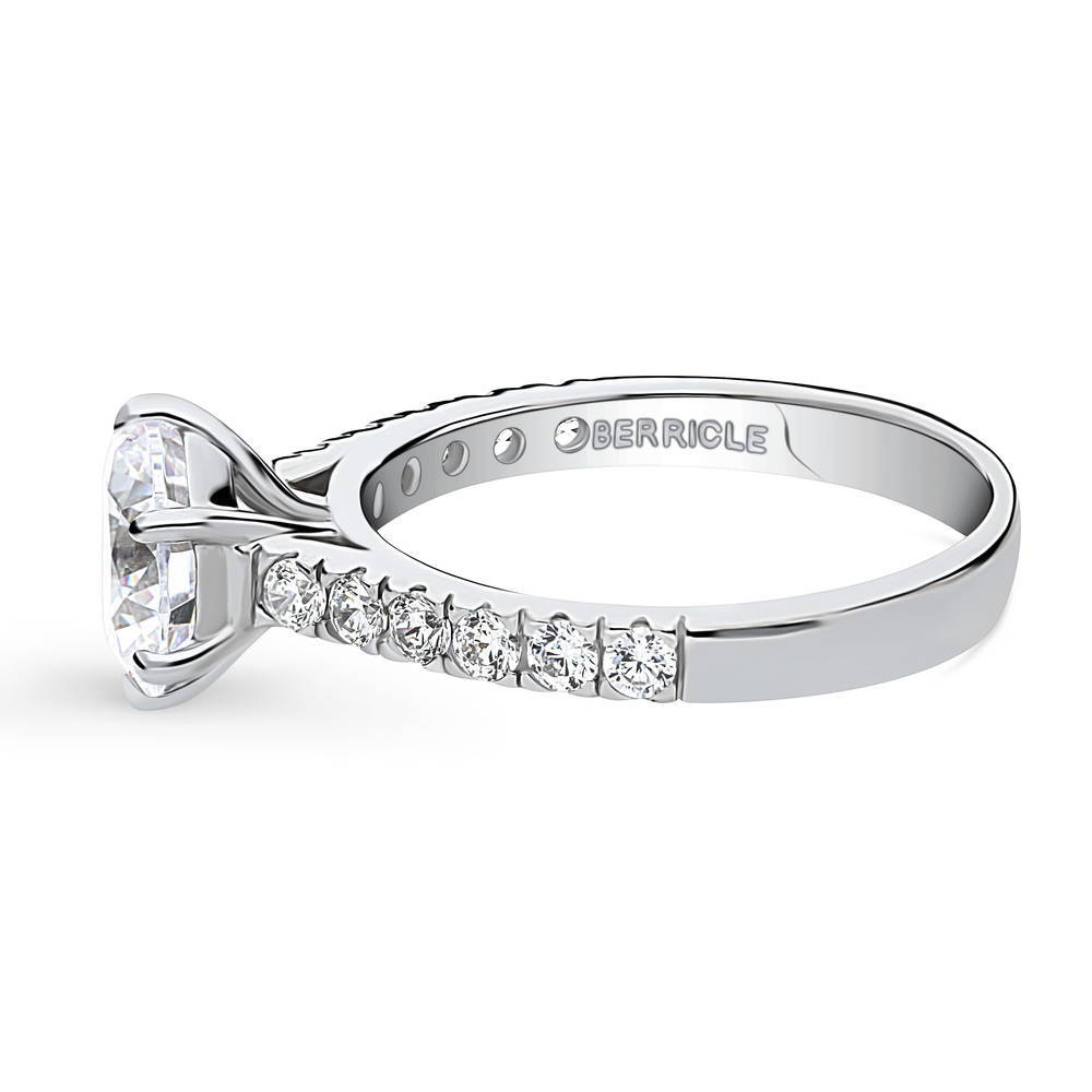 Angle view of Solitaire 2ct CZ Ring in Sterling Silver, 5 of 10