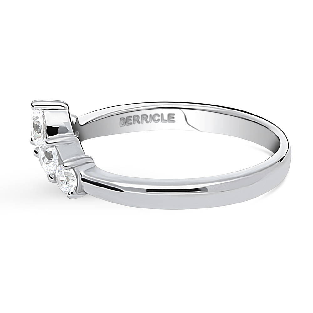 Angle view of 5-Stone Wishbone CZ Curved Band in Sterling Silver, 5 of 9