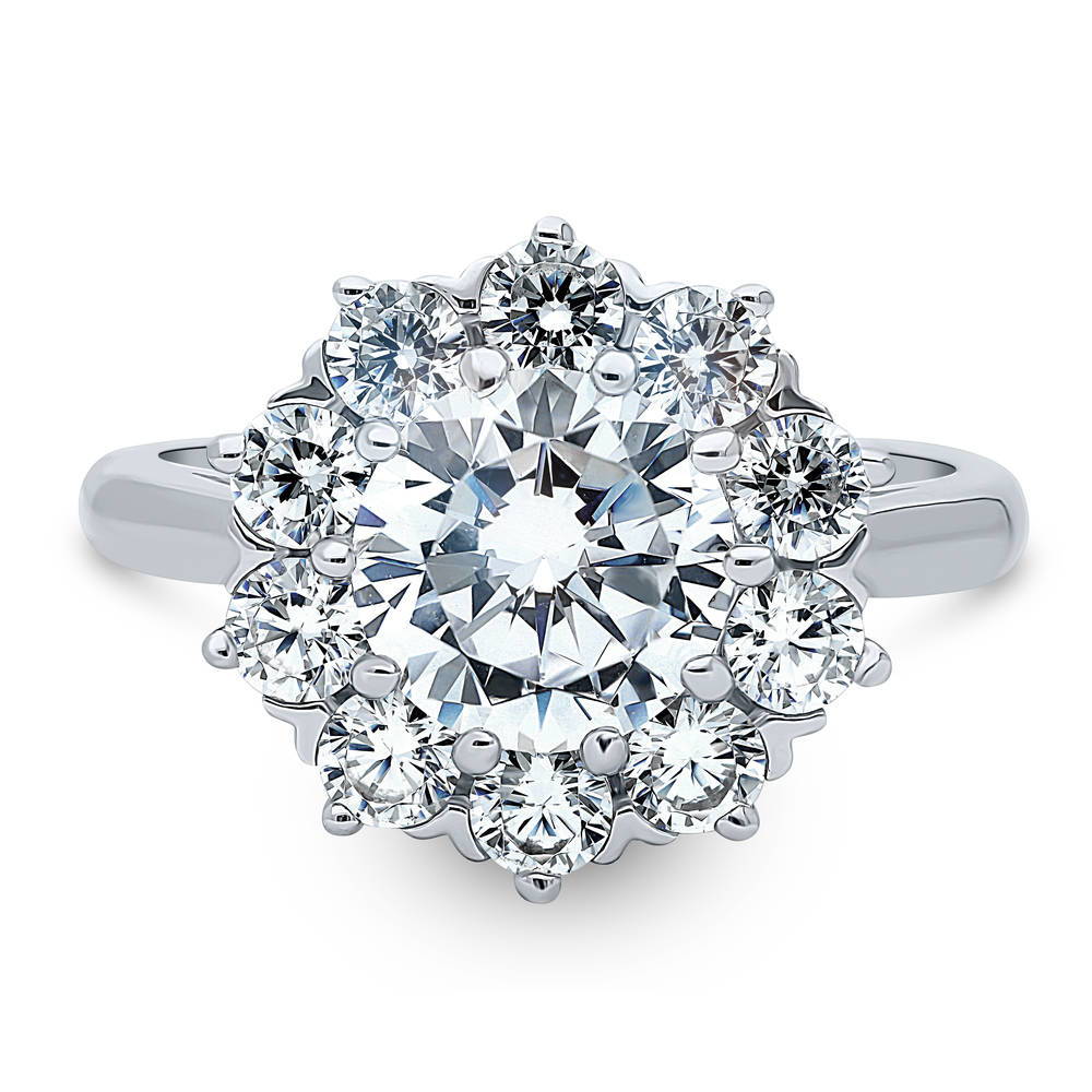 Flower Halo CZ Statement Ring in Sterling Silver, 1 of 9