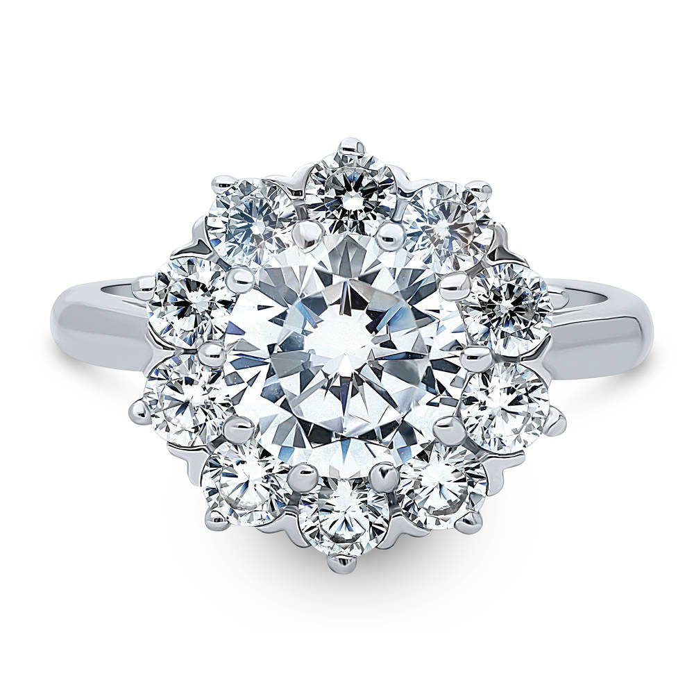 Flower Halo CZ Ring in Sterling Silver, 1 of 9