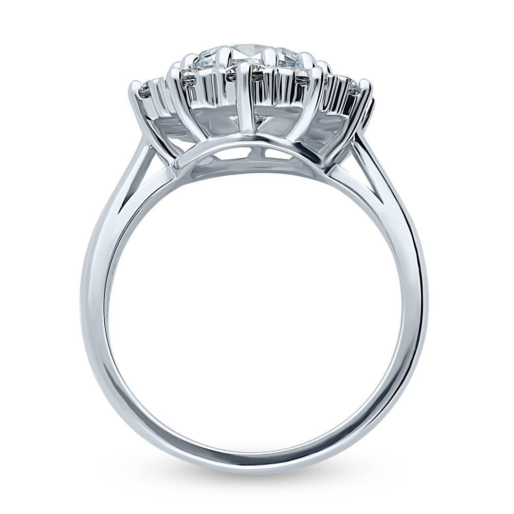 Alternate view of Flower Halo CZ Ring in Sterling Silver, 8 of 9
