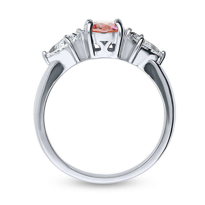 3-Stone 0.8ct Red CZ Ring in Sterling Silver