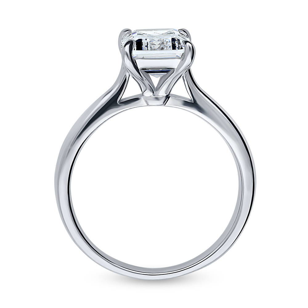 Alternate view of Solitaire 2.6ct Emerald Cut CZ Ring in Sterling Silver, 7 of 8