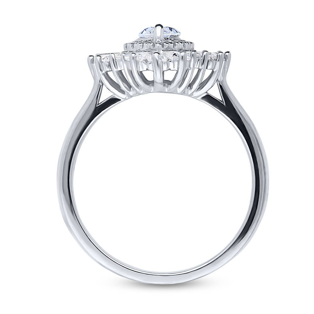 Halo Cluster Marquise CZ Statement Ring in Sterling Silver