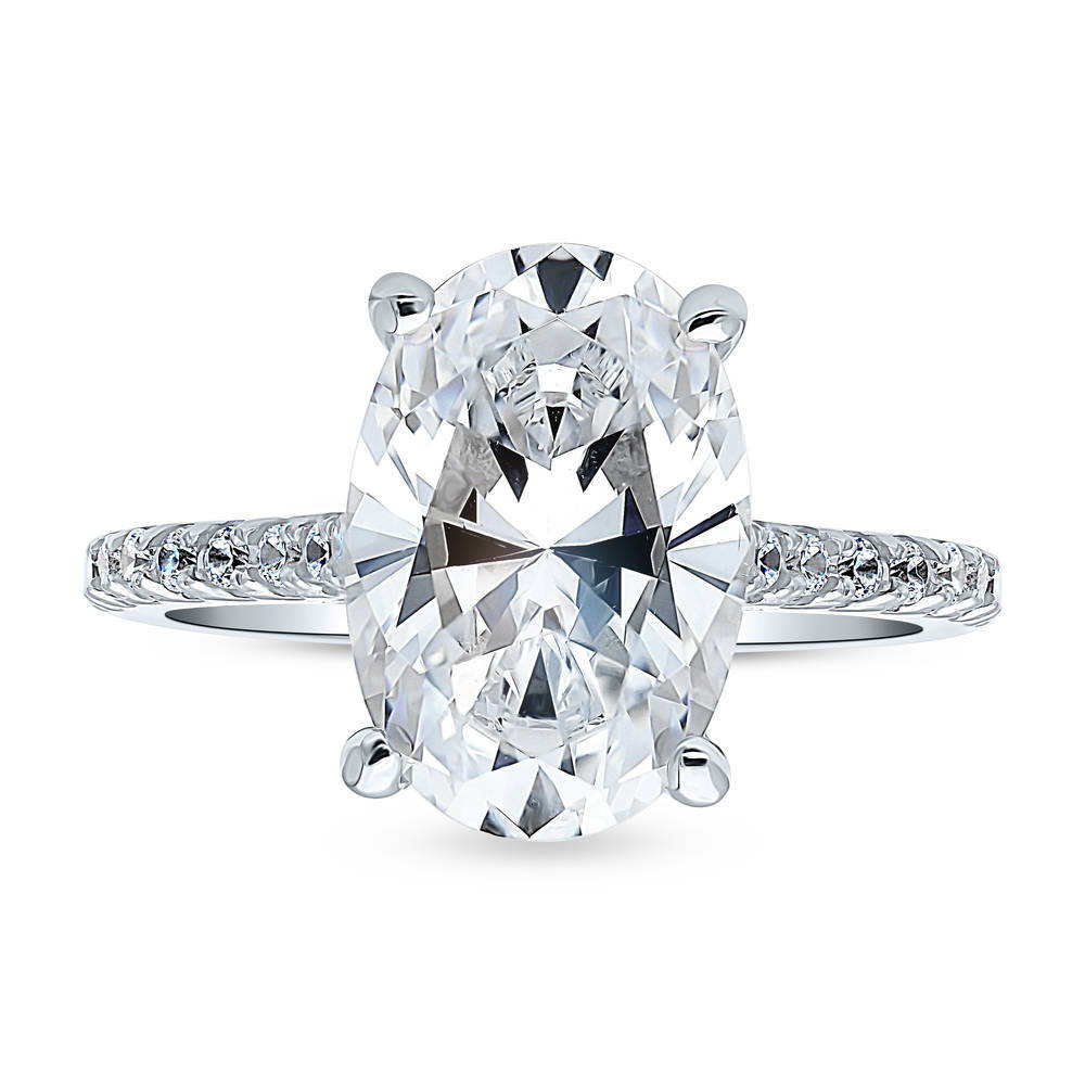 Solitaire 5.5ct Oval CZ Statement Ring in Sterling Silver, 1 of 11