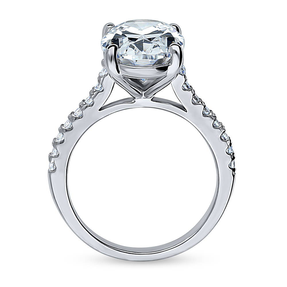 Alternate view of Solitaire 5.5ct Oval CZ Statement Ring in Sterling Silver, 7 of 10