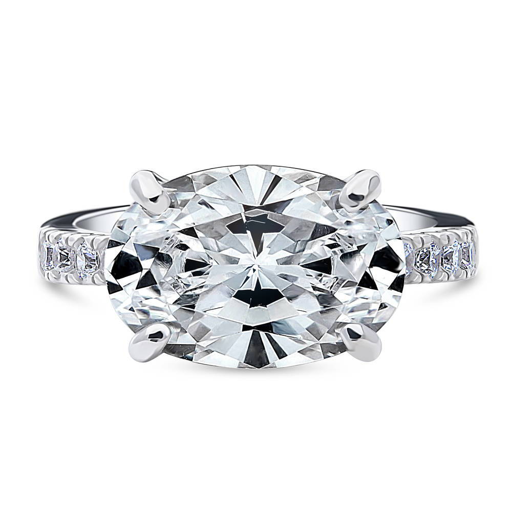 East-West Solitaire 5.5ct CZ Ring in Sterling Silver, 1 of 8