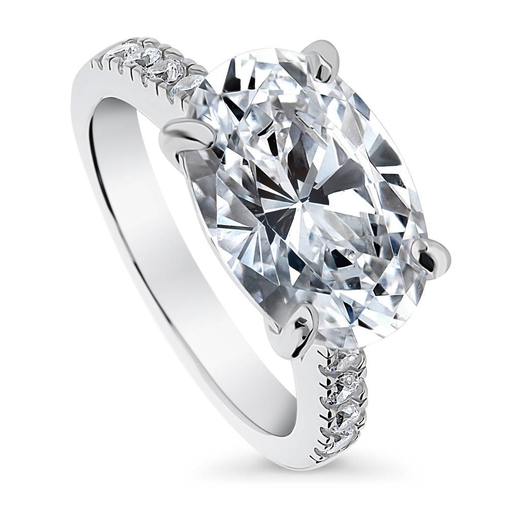 Front view of East-West Solitaire 5.5ct CZ Ring in Sterling Silver, 4 of 8