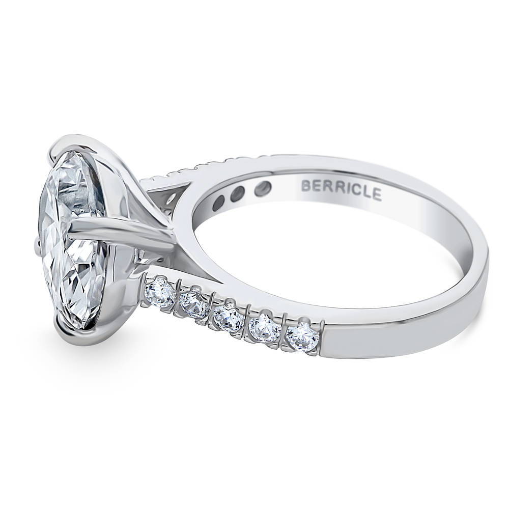 East-West Solitaire CZ Statement Ring in Sterling Silver
