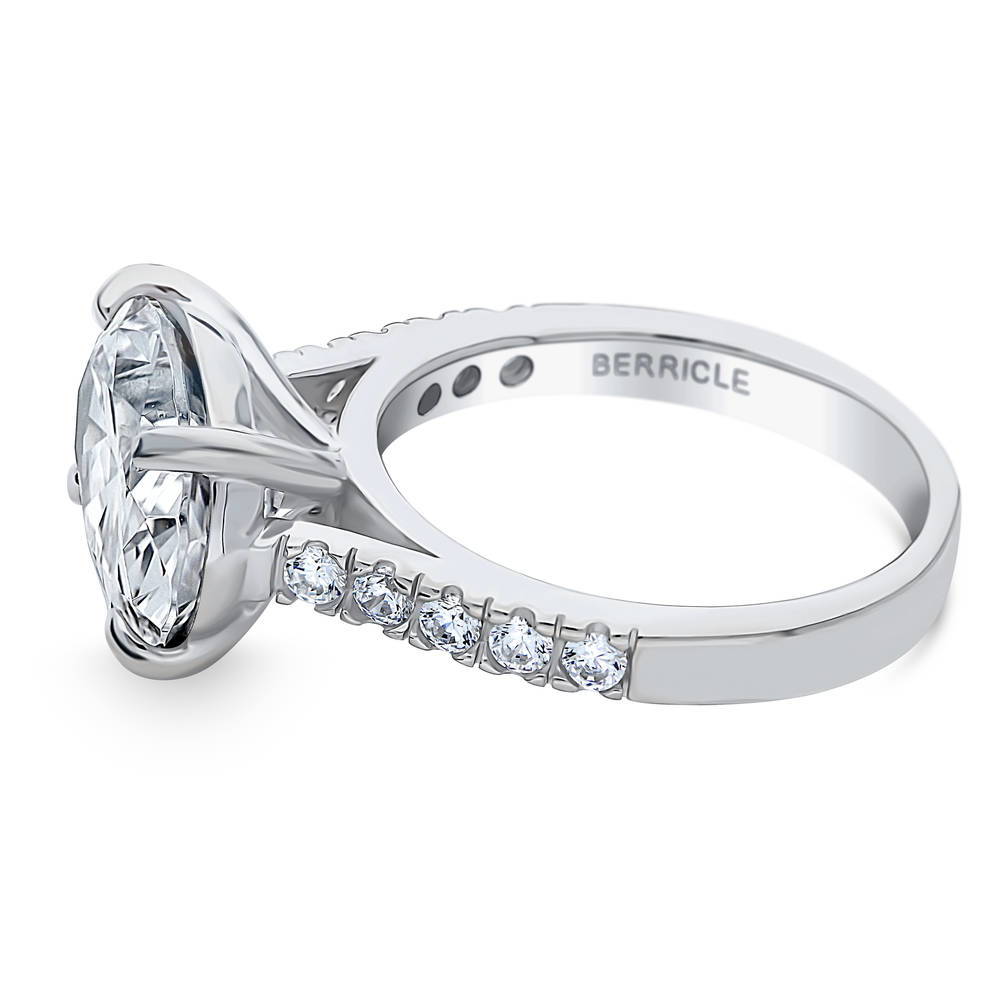 Angle view of East-West Solitaire 5.5ct CZ Ring in Sterling Silver, 5 of 8
