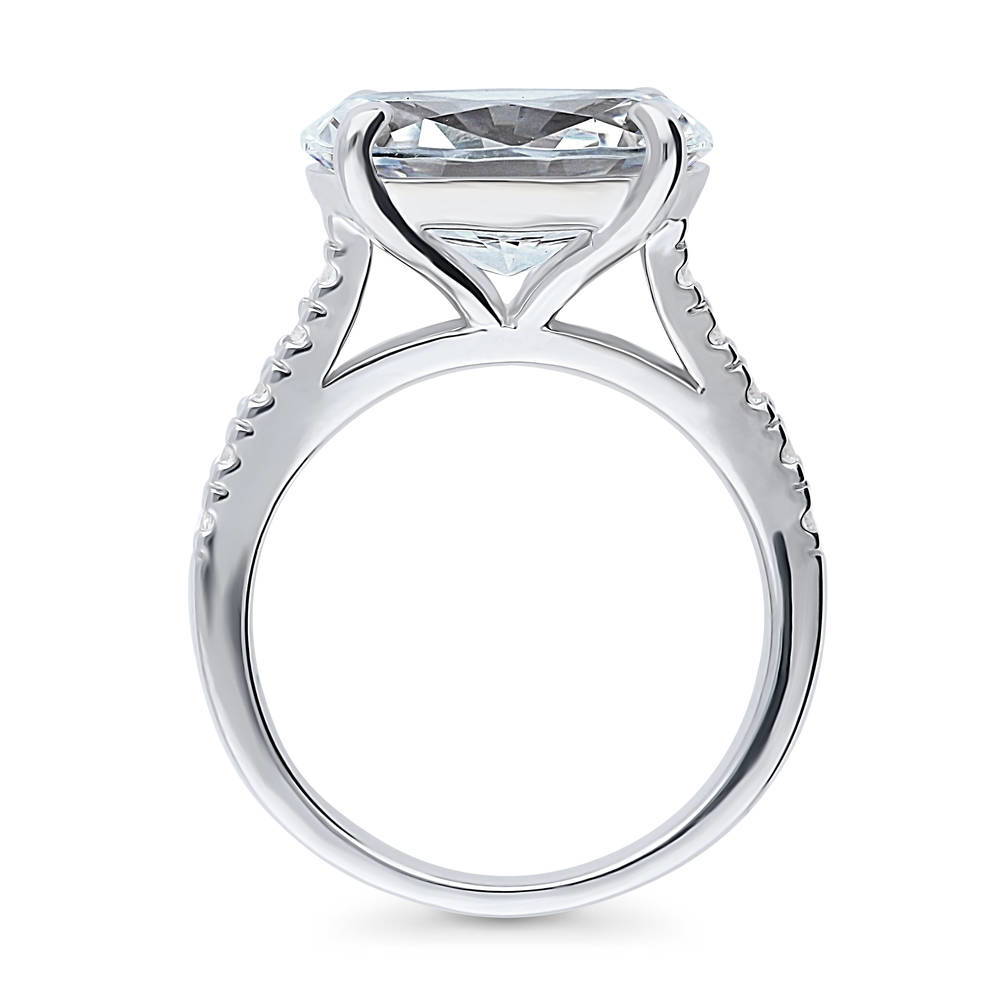 East-West Solitaire CZ Statement Ring in Sterling Silver