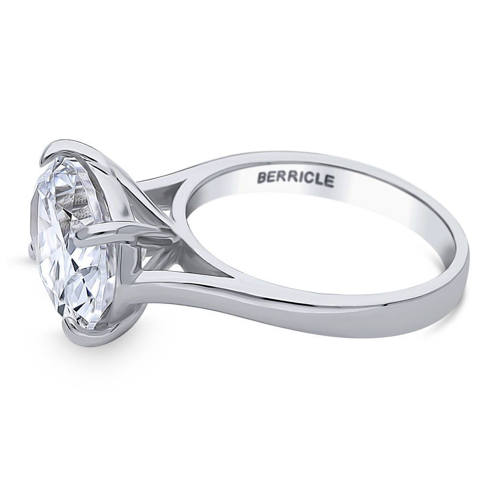 Angle view of Solitaire East-West 5.5ct Oval CZ Statement Ring in Sterling Silver, 5 of 8