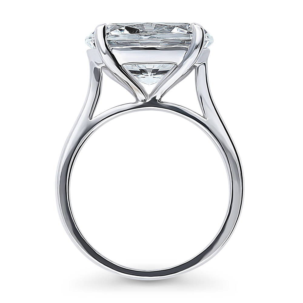 Alternate view of Solitaire East-West 5.5ct Oval CZ Statement Ring in Sterling Silver, 7 of 8
