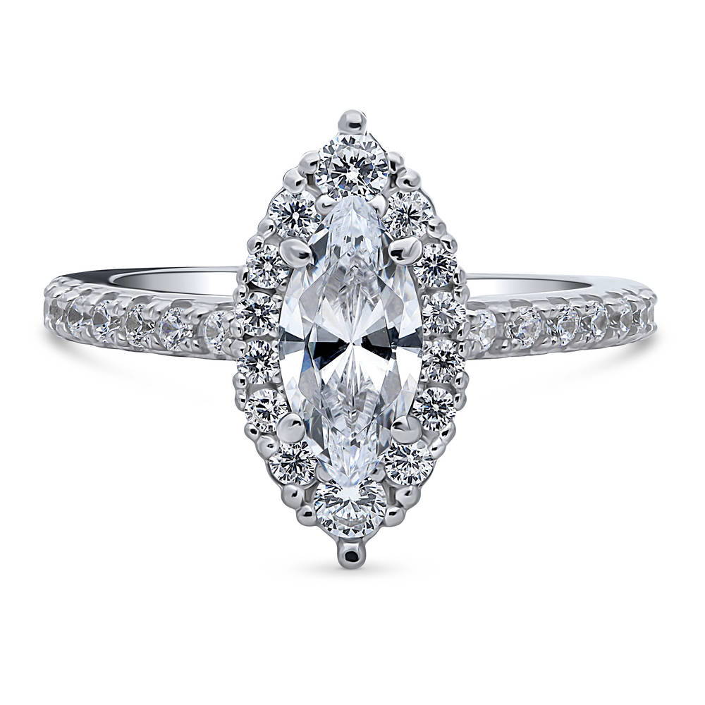 Halo Marquise CZ Ring in Sterling Silver, 1 of 8