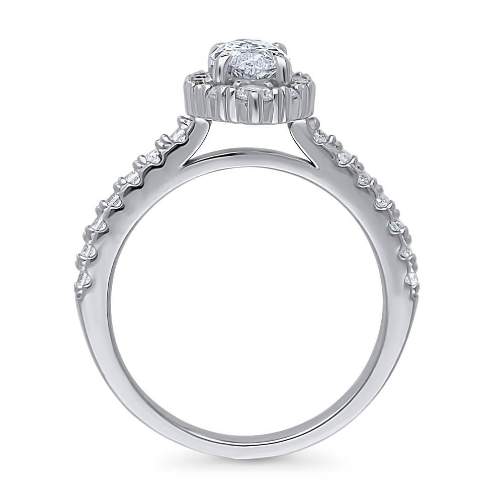 Halo Marquise CZ Ring in Sterling Silver