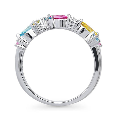 Cluster CZ Band in Sterling Silver