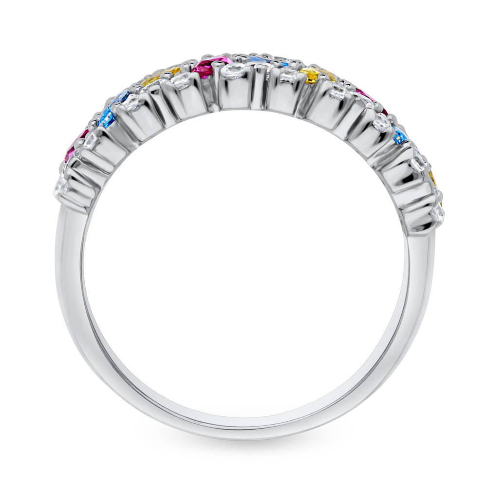 Alternate view of Cluster Art Deco Multi Color CZ Ring in Sterling Silver, 7 of 8