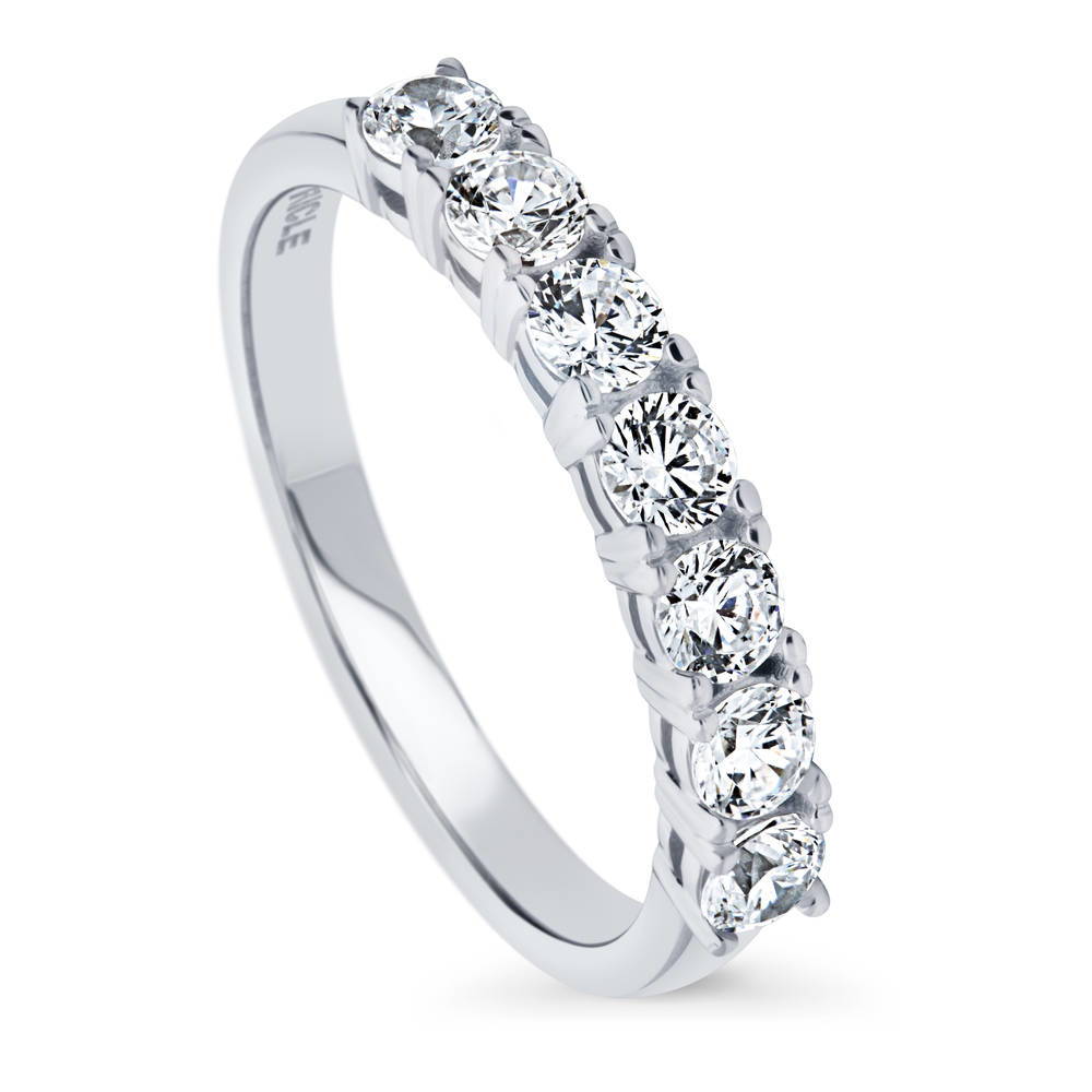 Front view of 7-Stone CZ Eternity Ring in Sterling Silver, 4 of 9