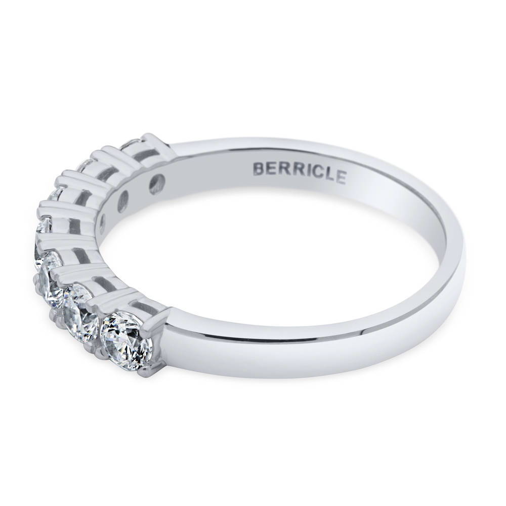 Angle view of 7-Stone CZ Eternity Ring in Sterling Silver, 5 of 9
