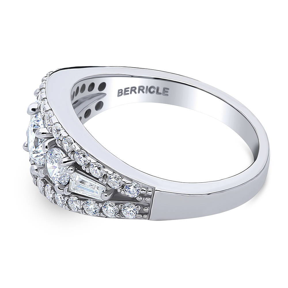 Angle view of Art Deco CZ Ring in Sterling Silver, 5 of 8