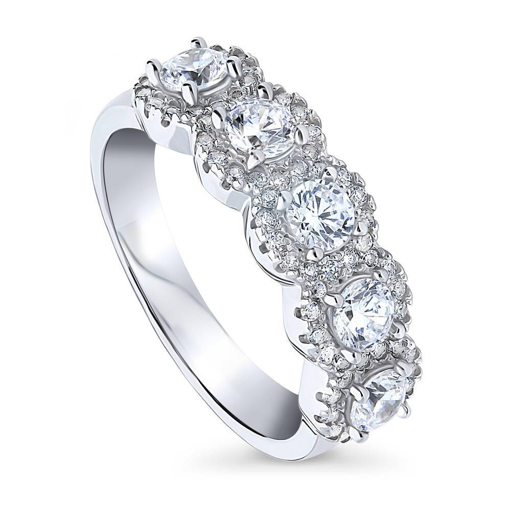 Front view of 5-Stone CZ Band in Sterling Silver, 4 of 9