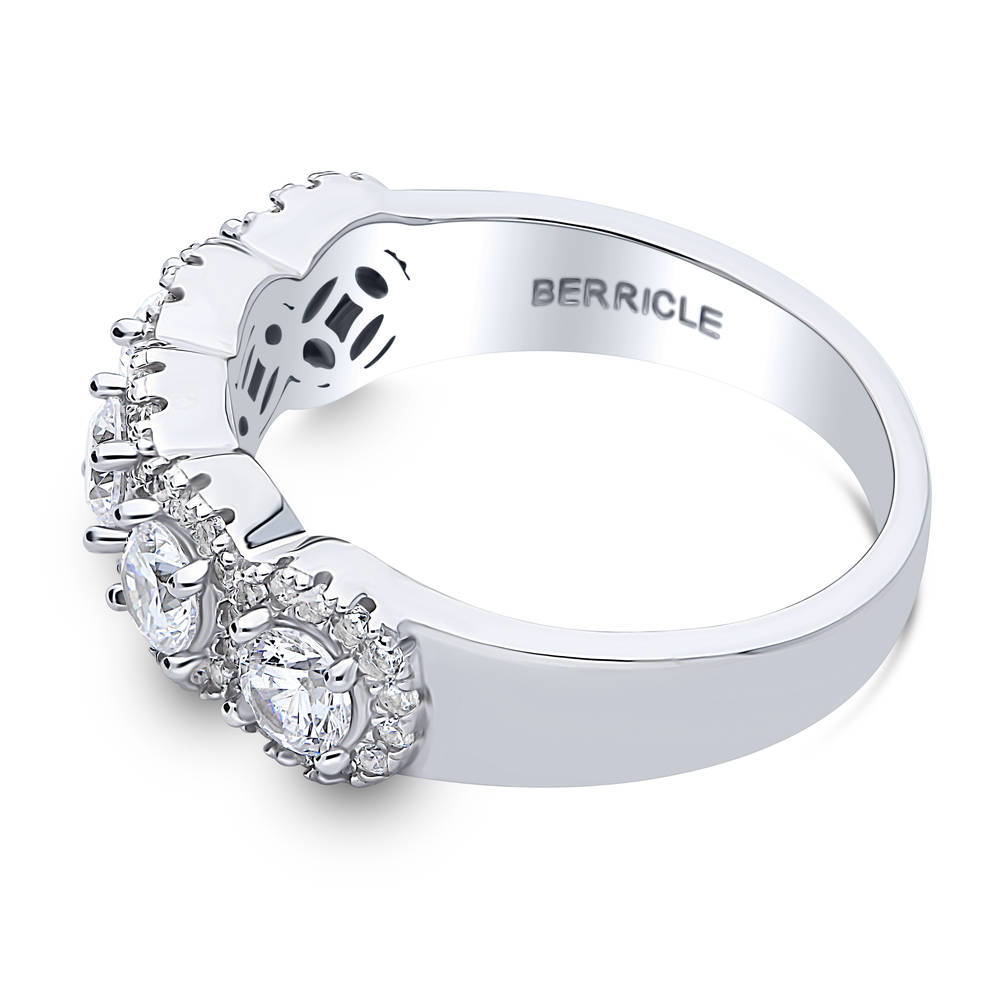 Angle view of 5-Stone CZ Band in Sterling Silver, 4 of 8