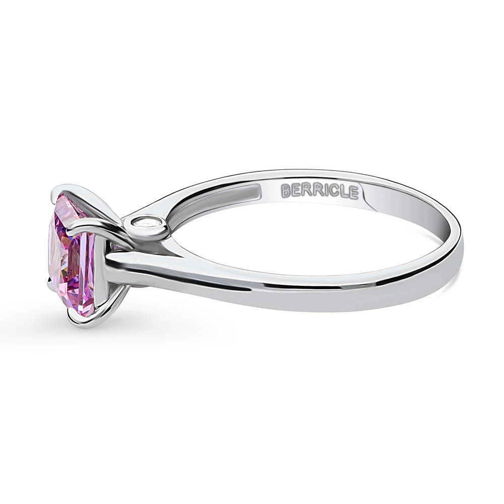 Solitaire 1.2ct Purple Princess CZ Ring in Sterling Silver