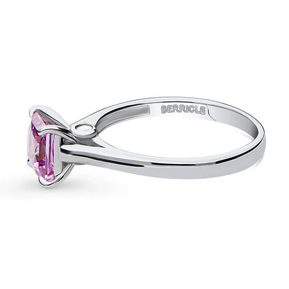 Solitaire 1.2ct Purple Princess CZ Ring in Sterling Silver