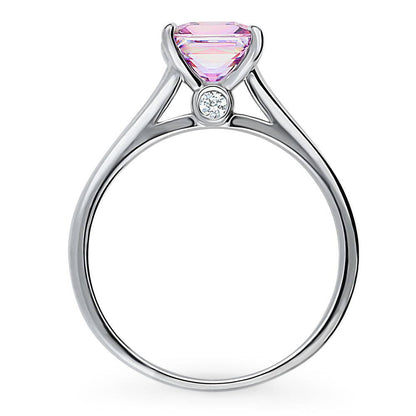 Solitaire 1.2ct Purple Princess CZ Ring in Sterling Silver