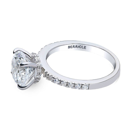 Solitaire Hidden Halo 2.7ct CZ Ring in Sterling Silver