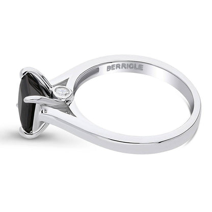 Solitaire 1.2ct Black Princess CZ Ring in Sterling Silver