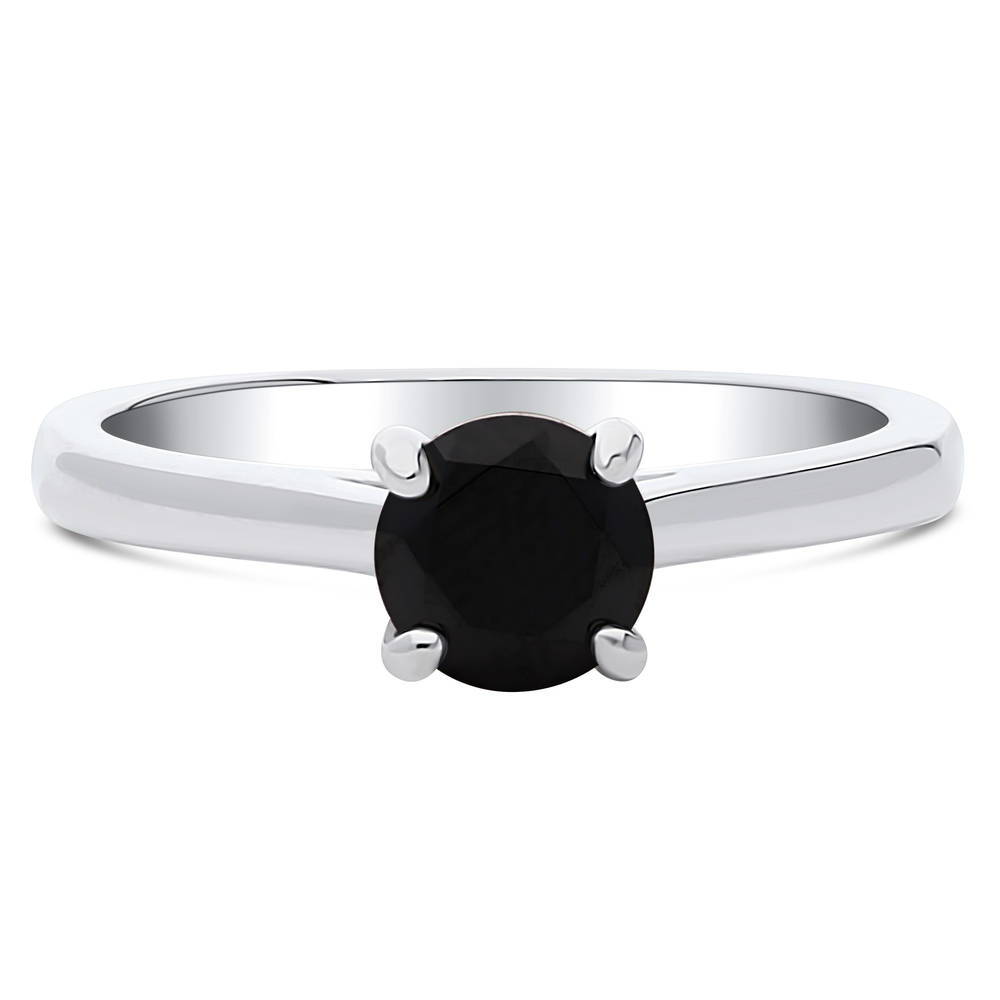 Solitaire Black Round CZ Ring in Sterling Silver 0.8ct, 1 of 8