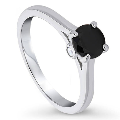 Solitaire 0.8ct Black CZ Ring in Sterling Silver