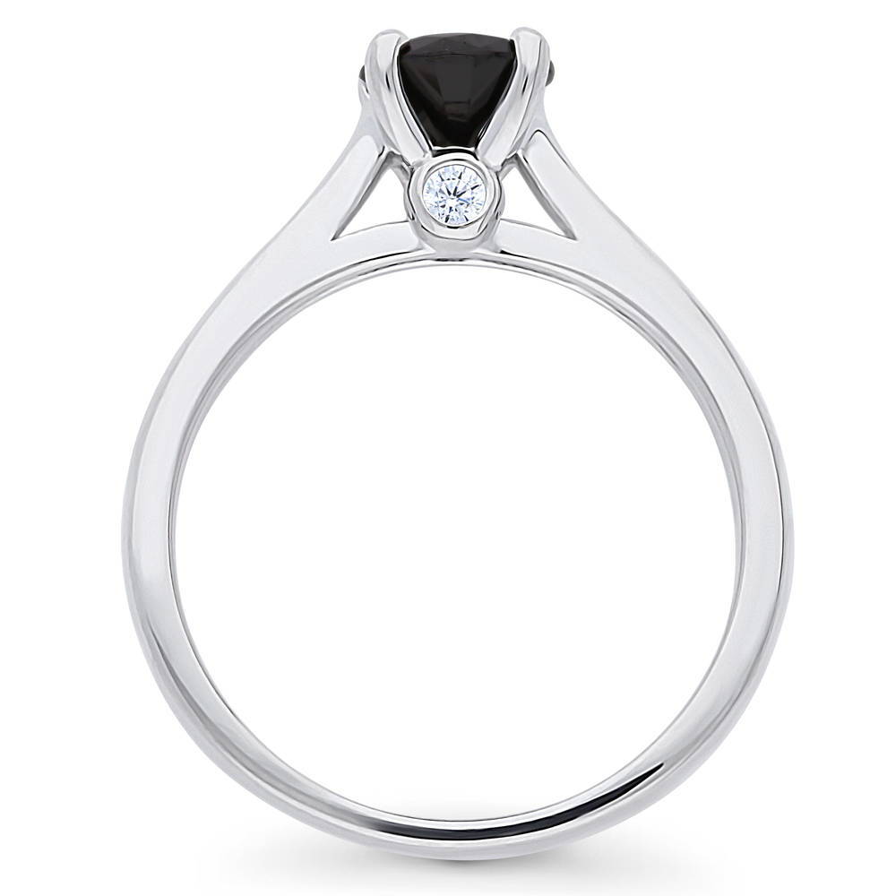 Alternate view of Solitaire 0.8ct Black CZ Ring in Sterling Silver, 7 of 8