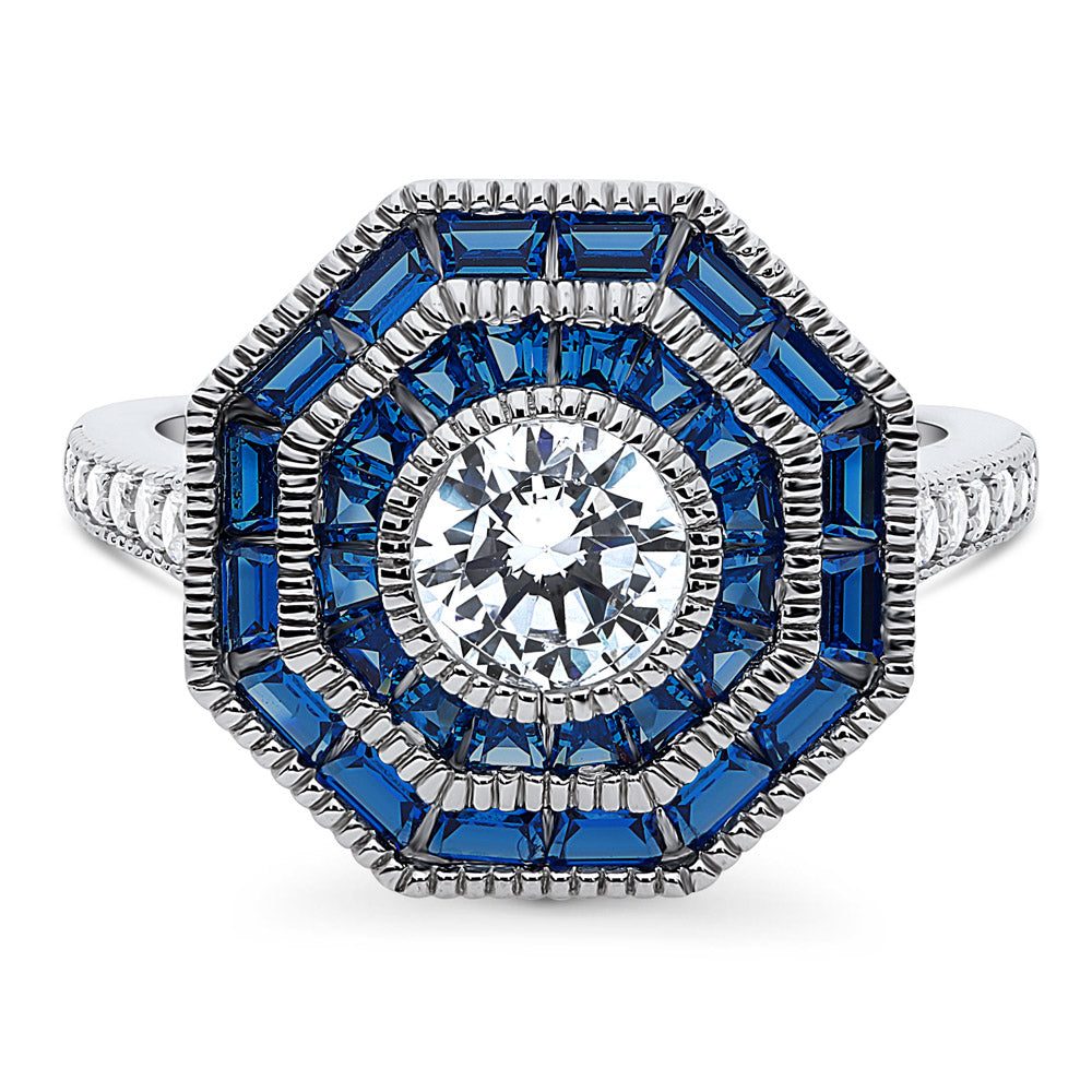 Halo Art Deco CZ Ring in Sterling Silver, 1 of 12