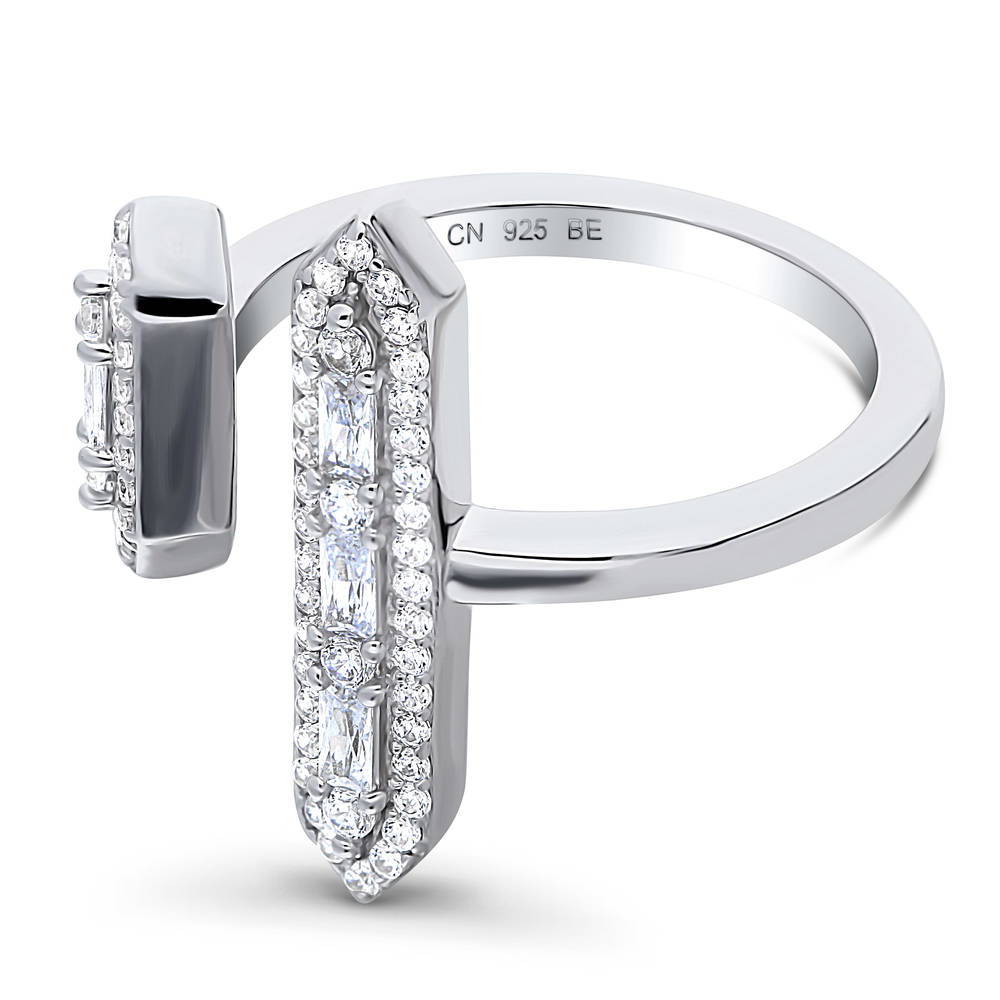 Angle view of Open Bar CZ Ring in Sterling Silver, 5 of 7