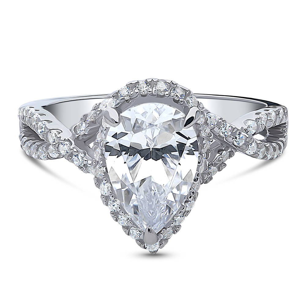 Woven Halo CZ Ring in Sterling Silver