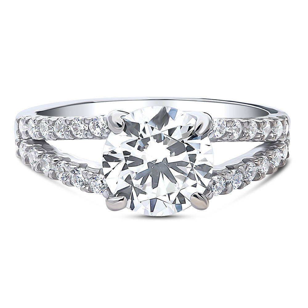 Solitaire 2ct CZ Split Shank Ring in Sterling Silver, 1 of 8
