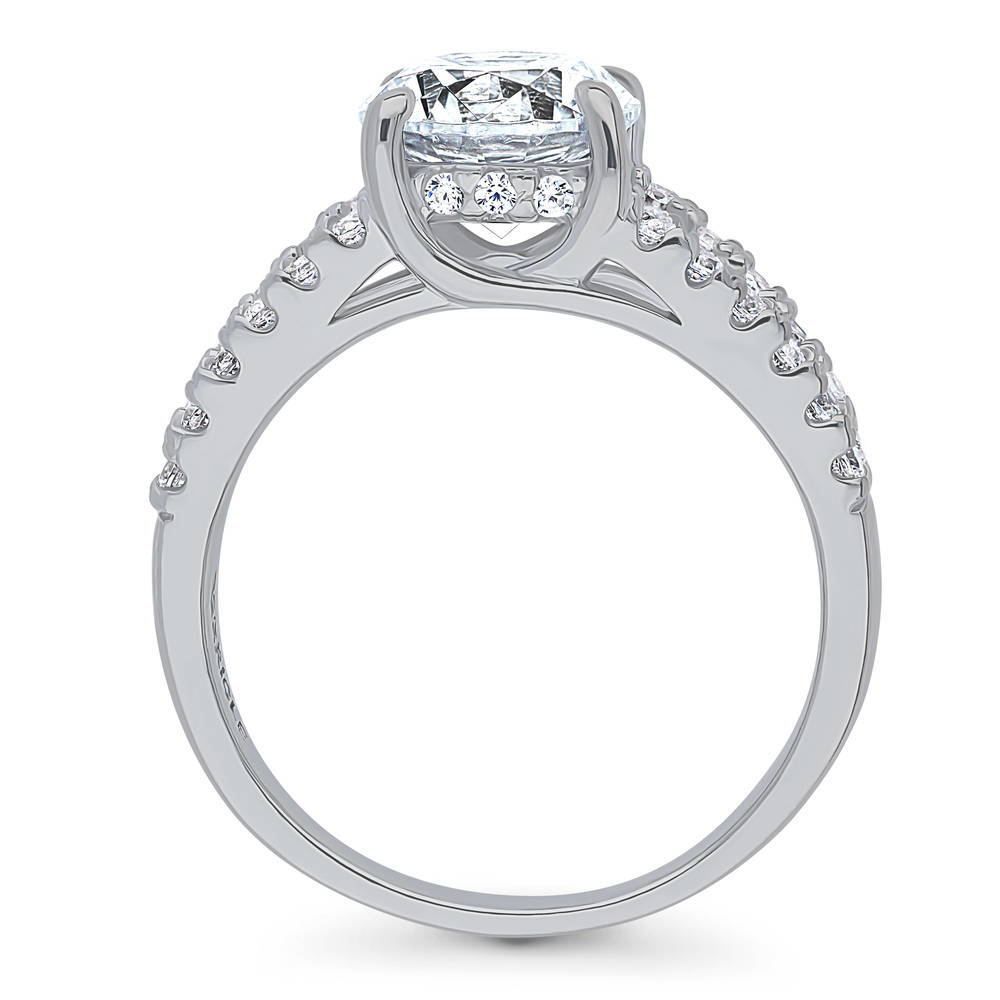 Alternate view of Solitaire 2ct Round CZ Split Shank Ring in Sterling Silver, 7 of 8