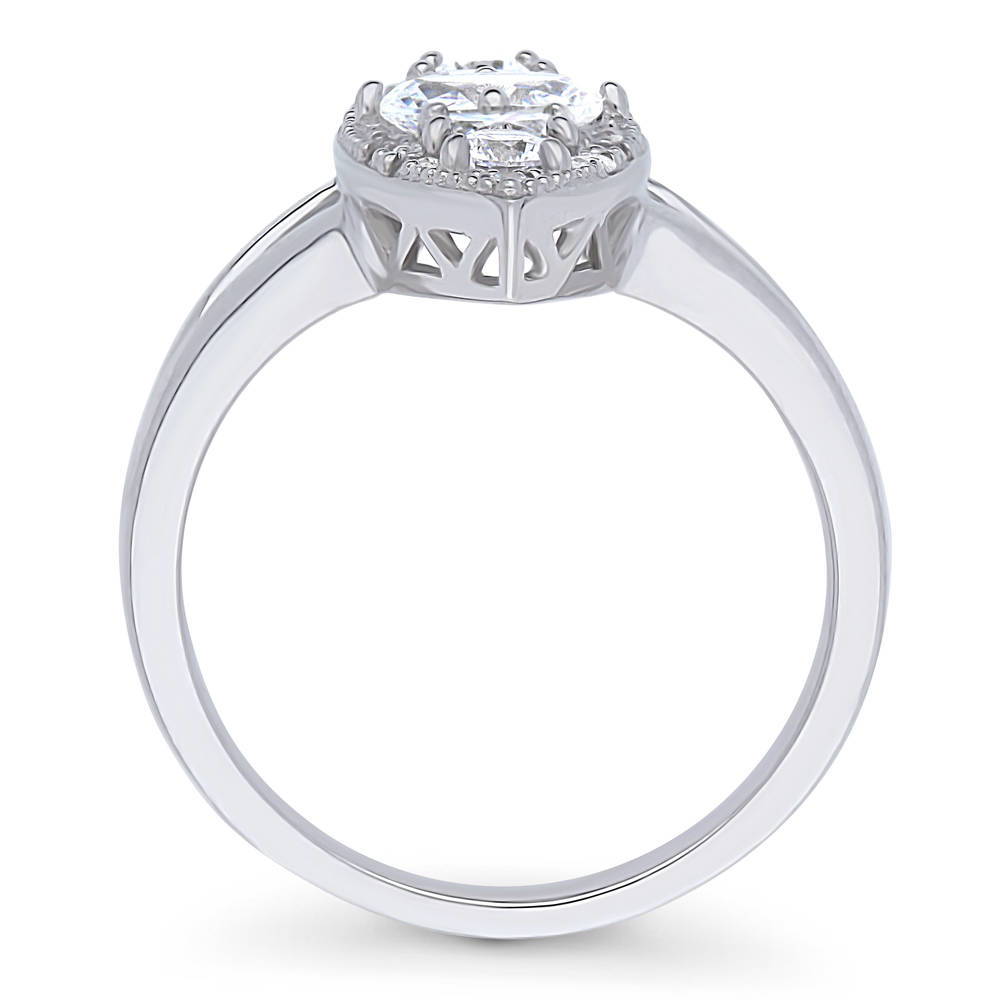 5-Stone Navette Art Deco CZ Split Shank Ring in Sterling Silver