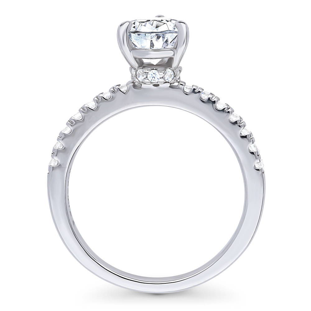 Solitaire Hidden Halo 1.8ct Pear CZ Ring in Sterling Silver