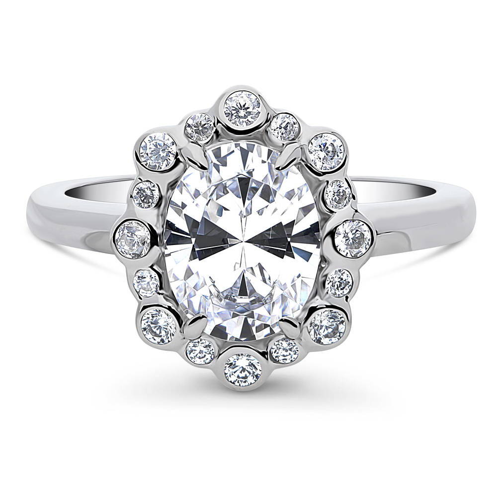 Bubble Halo CZ Ring in Sterling Silver, 1 of 8