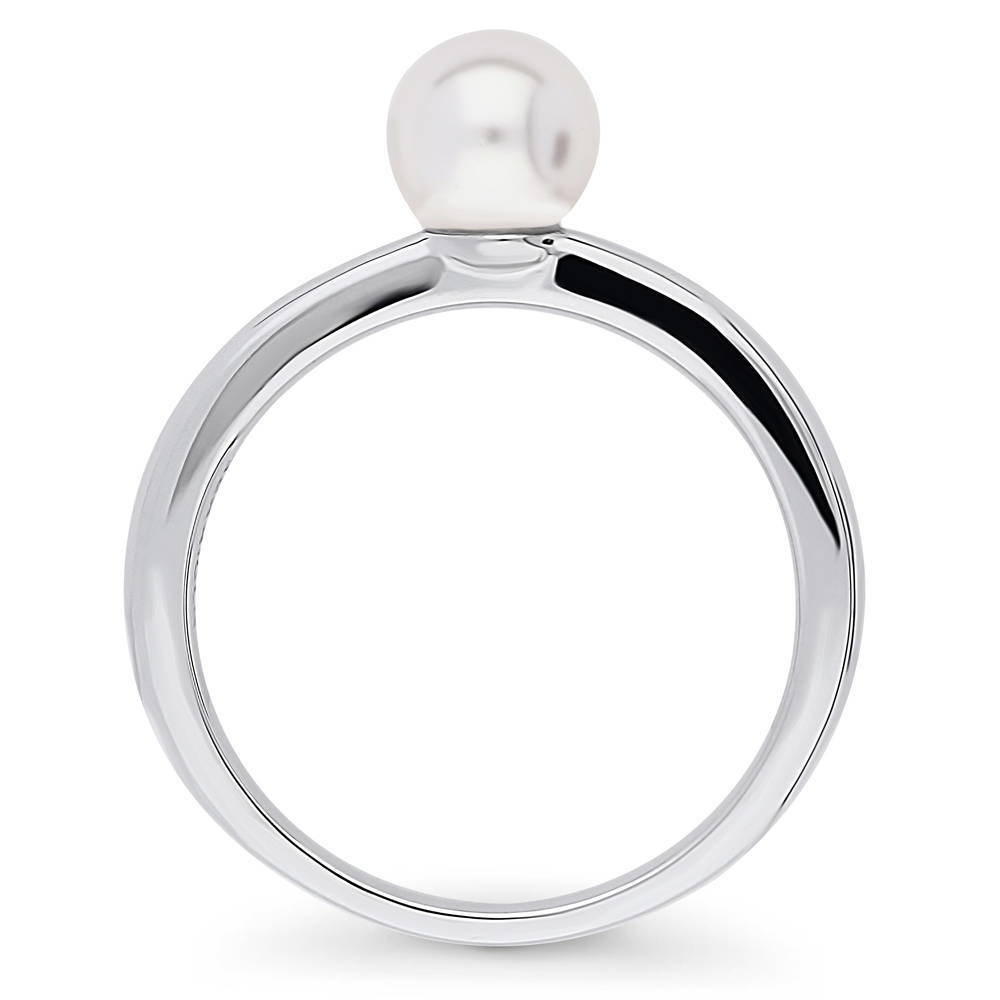 Alternate view of Solitaire Imitation Pearl Ring in Sterling Silver, 6 of 7