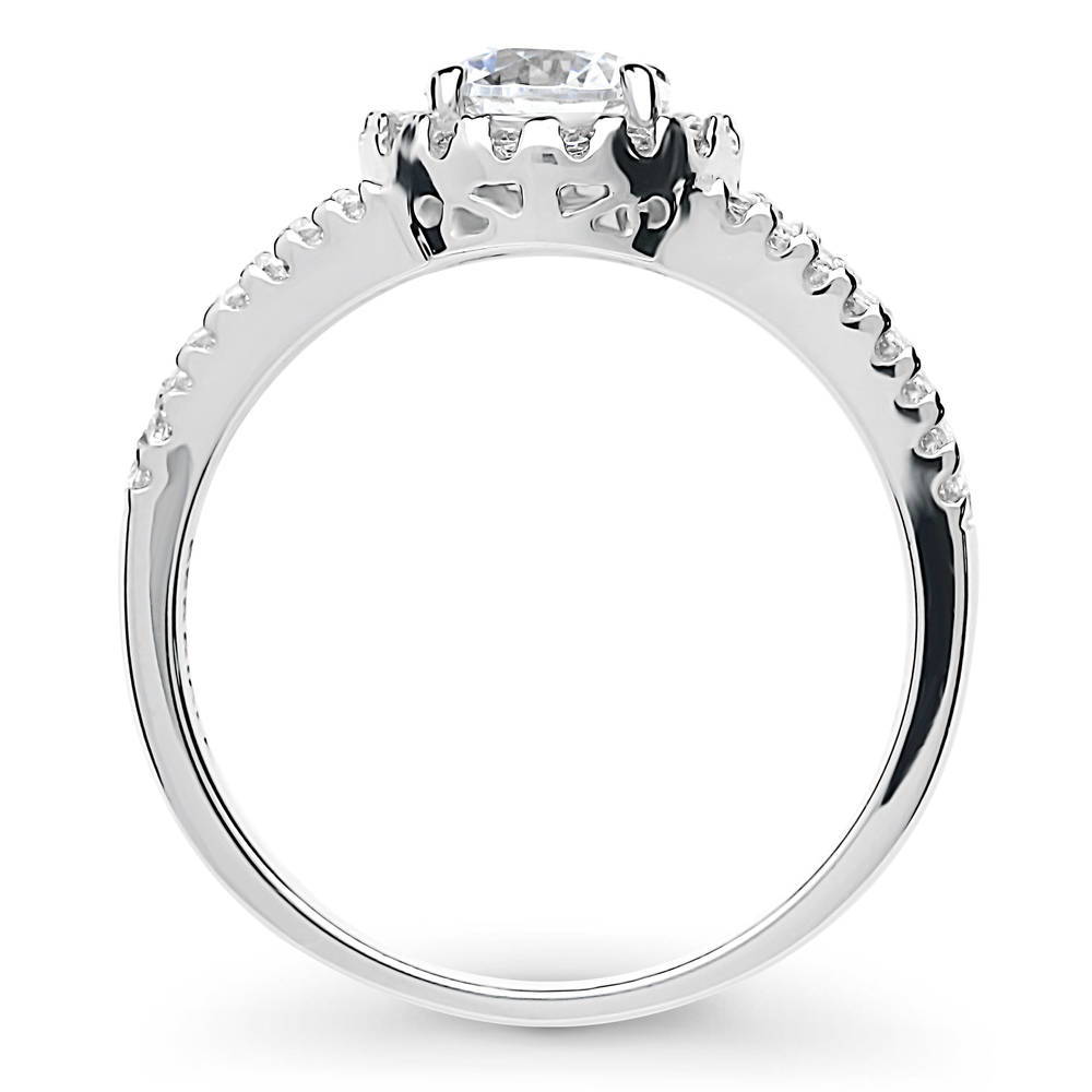 Alternate view of Halo CZ Split Shank Ring in Sterling Silver, 8 of 11