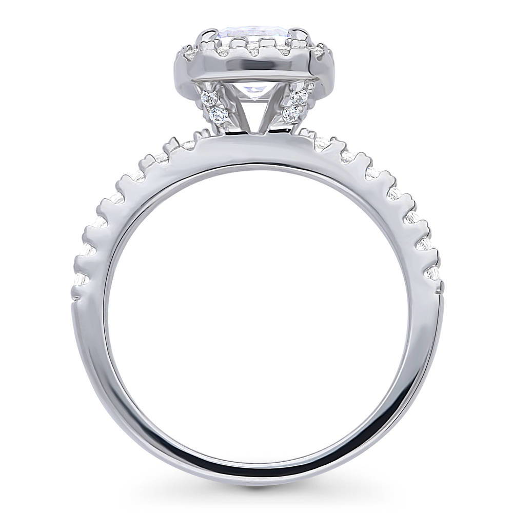 Alternate view of Halo Cushion Cut CZ Ring in Sterling Silver, 8 of 11